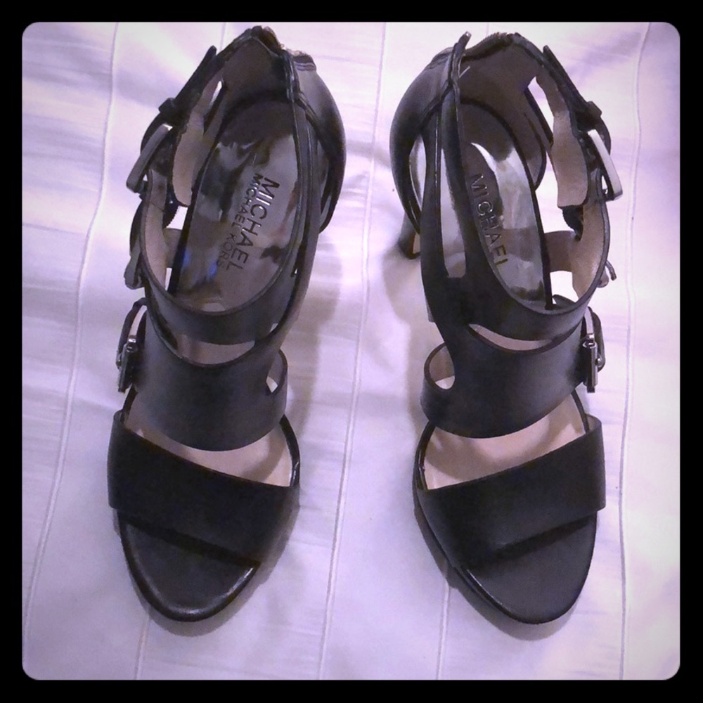 Michael Kors Buckled Leather High Heel Sandal